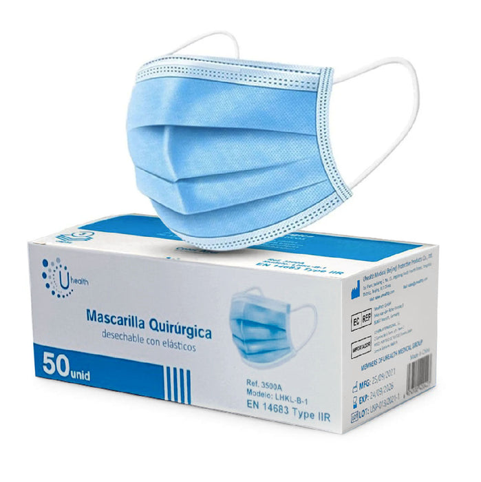 Mascarilla 3 Pliegues Uso Médico Caja 50 unidades